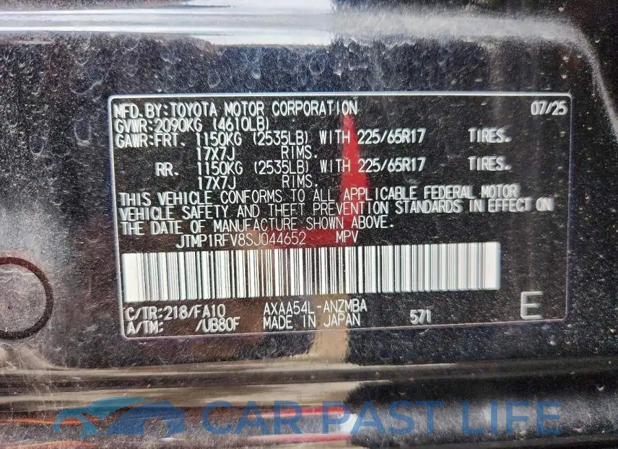 JTMP1RFV8SJ044652# 12