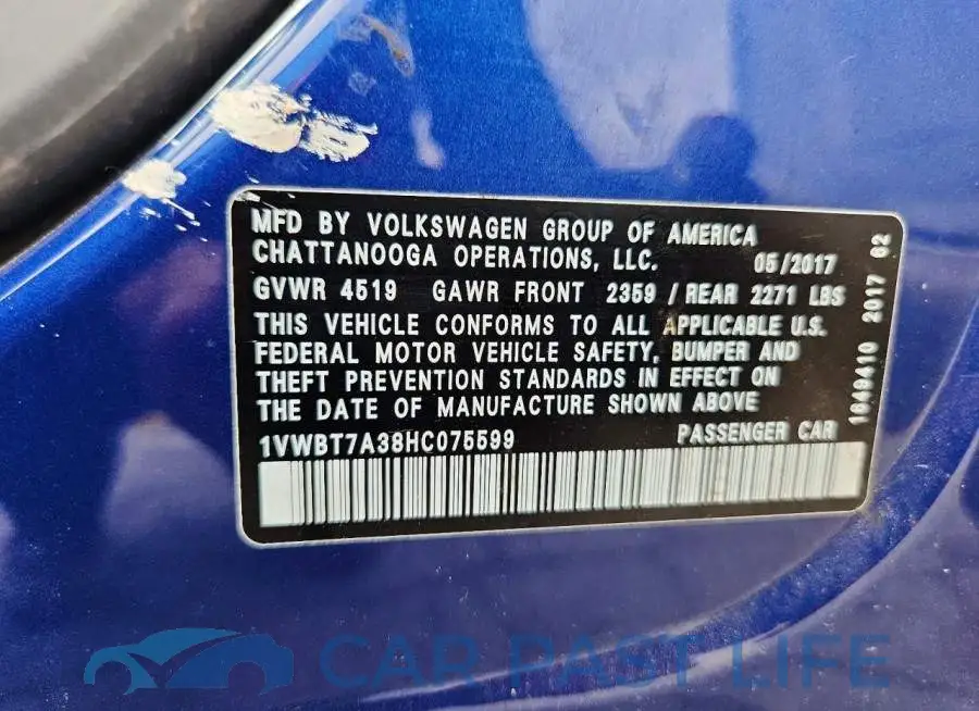 1VWBT7A38HC075599# 12