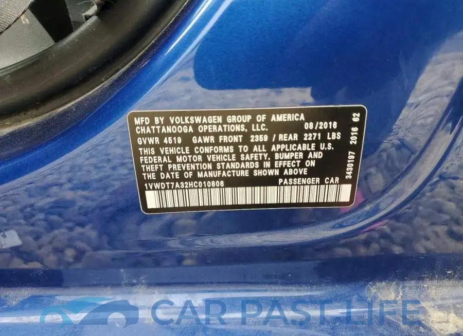 1VWDT7A32HC010806# 12