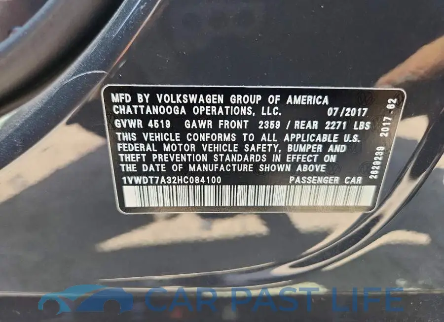1VWDT7A32HC084100# 12