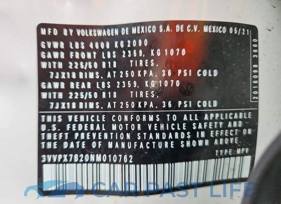 3VVPX7B20NM010762# 13