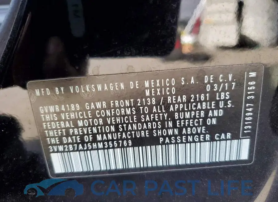 3VW2B7AJ5HM355769# 12