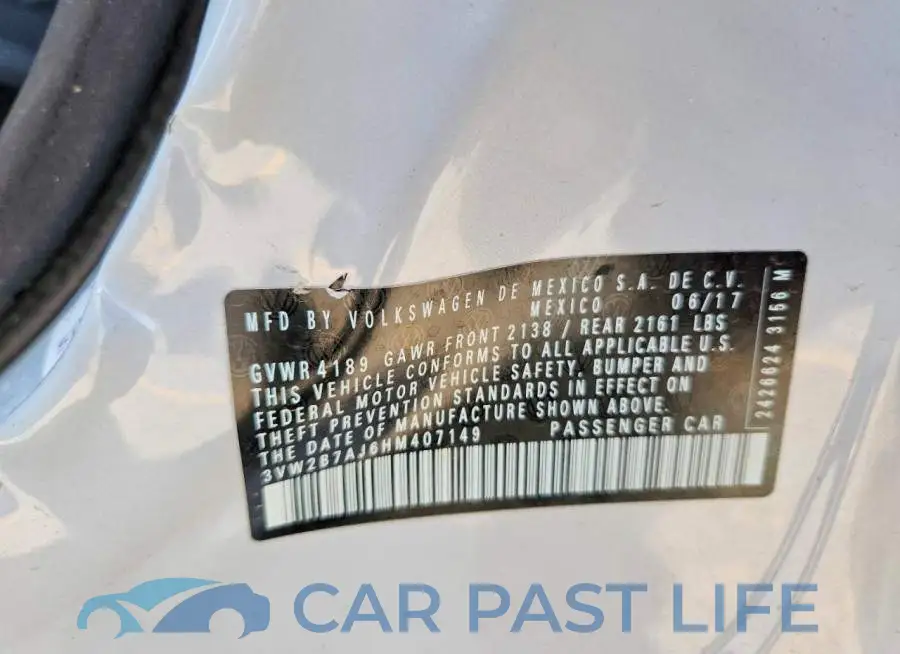 3VW2B7AJ6HM407149# 12
