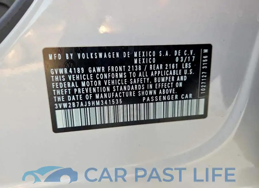 3VW2B7AJ9HM341535# 13