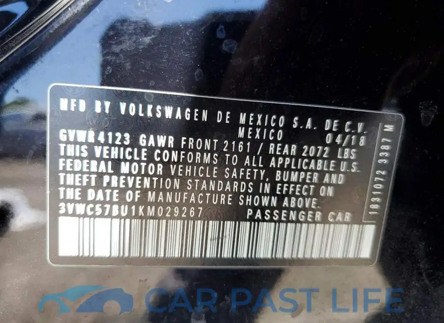 3VWC57BU1KM029267# 12