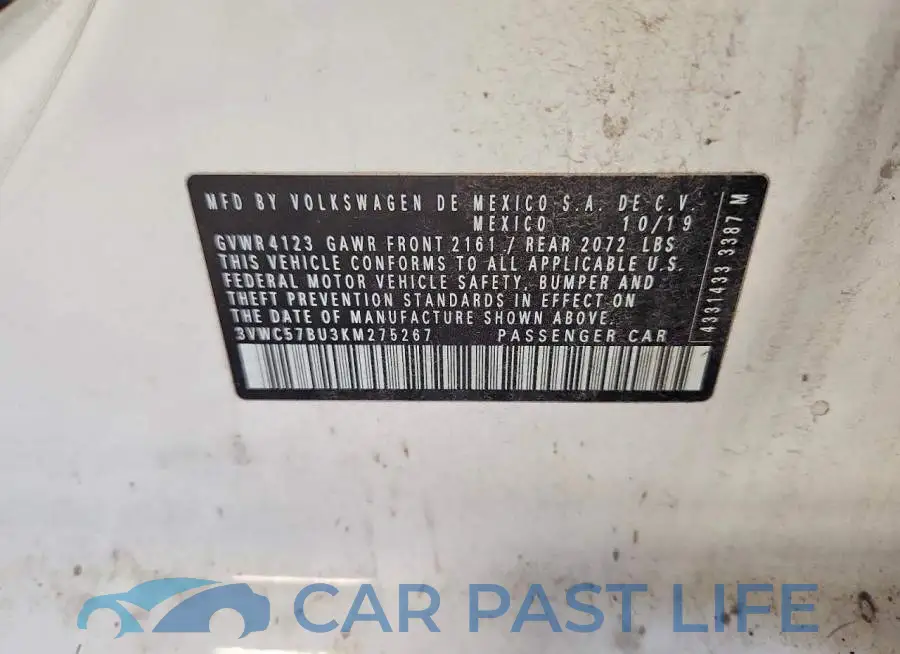 3VWC57BU3KM275267# 12