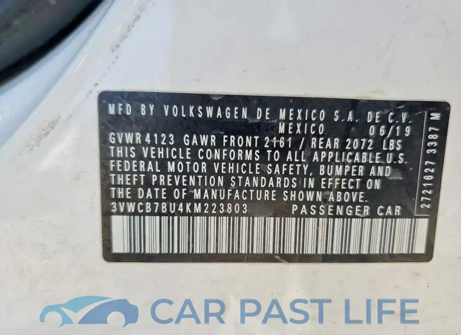 3VWCB7BU4KM223803# 12
