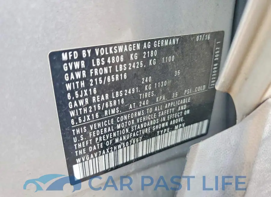 WVGAV7AX2HW507657# 13