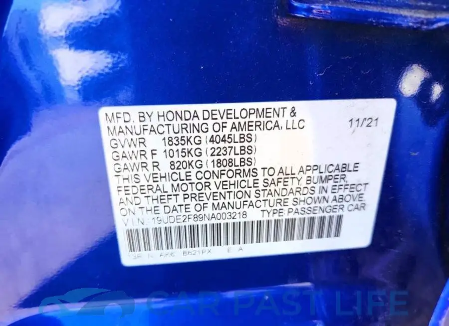 19UDE2F89NA003218# 13
