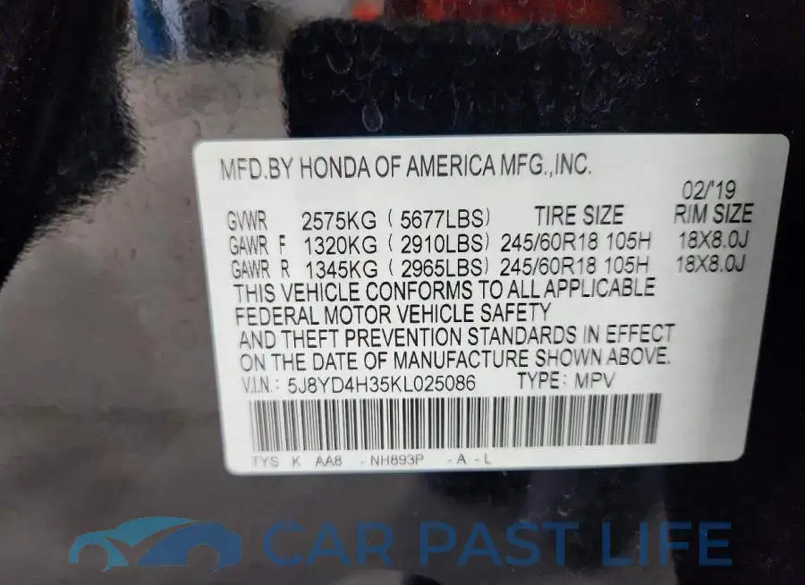 5J8YD4H35KL025086# 14