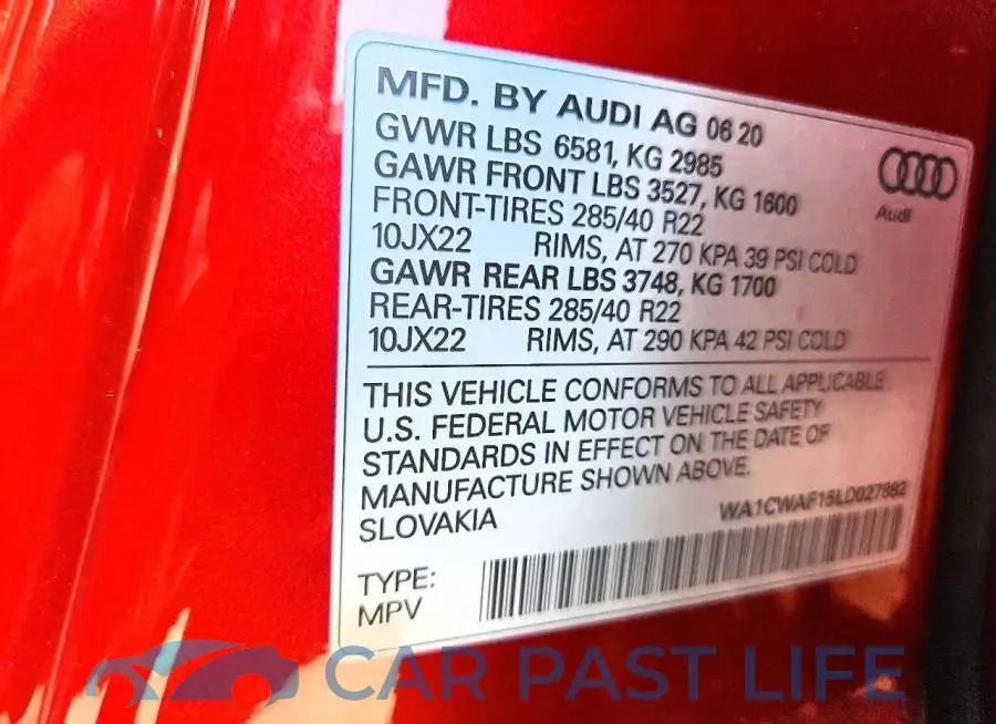 WA1CWAF15LD027882# 12