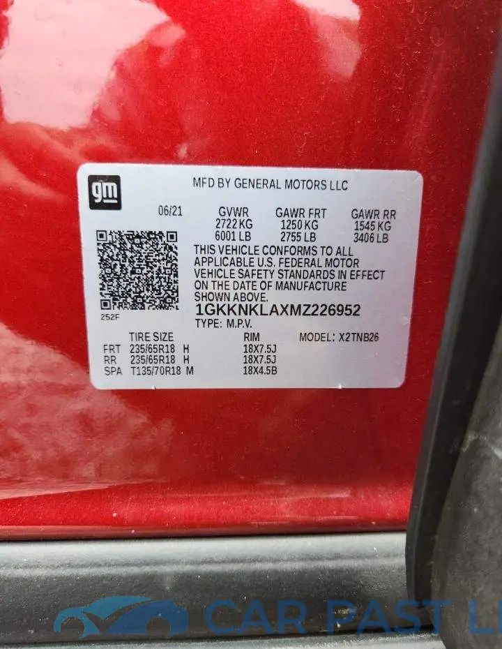 1GKKNKLAXMZ226952# 13