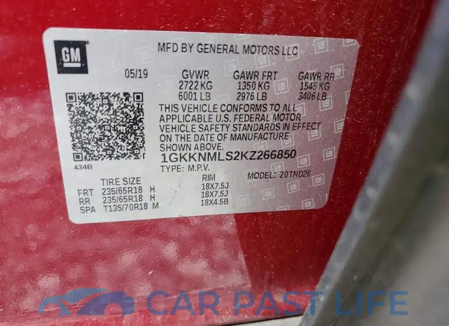 1GKKNMLS2KZ266850# 13