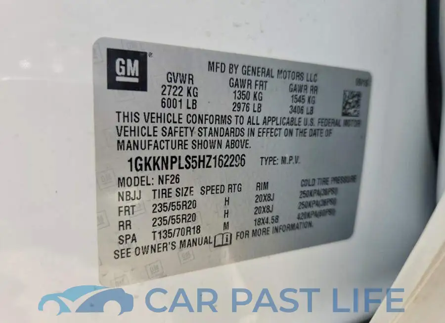1GKKNPLS5HZ162296# 13