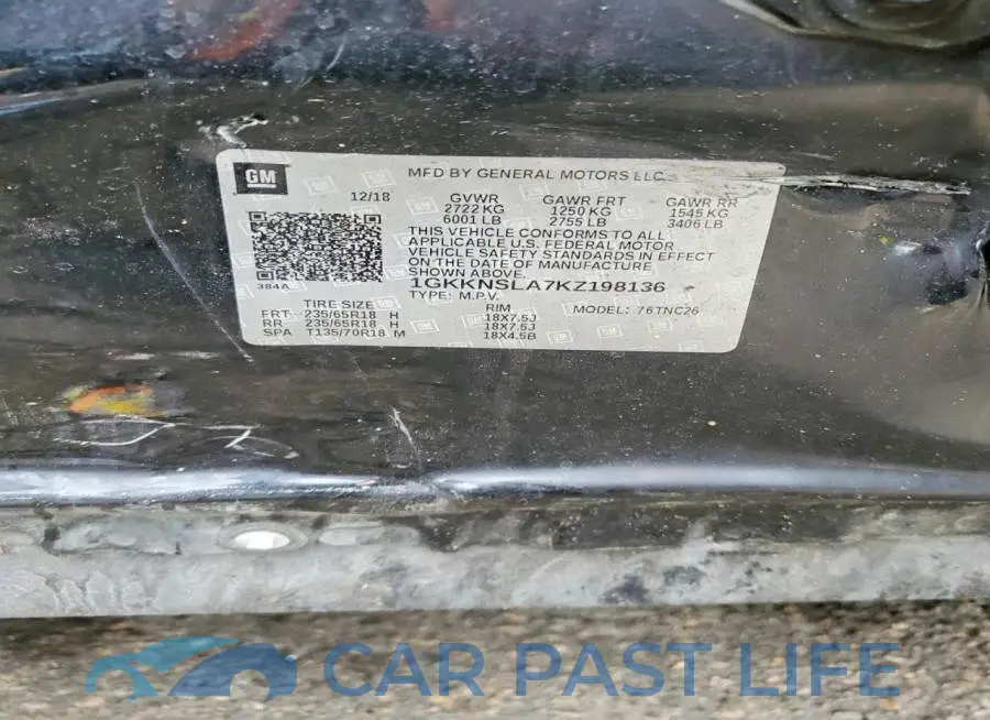1GKKNSLA7KZ198136# 13