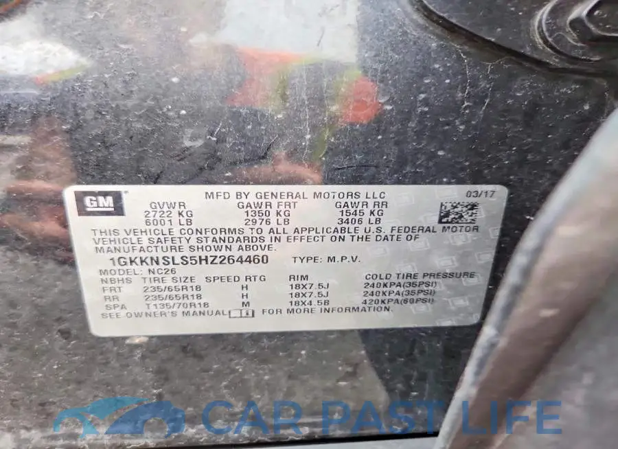 1GKKNSLS5HZ264460# 14