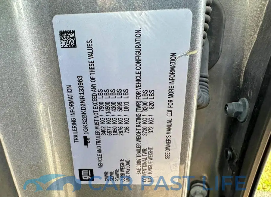 1GKS2BKD2NR133963# 10