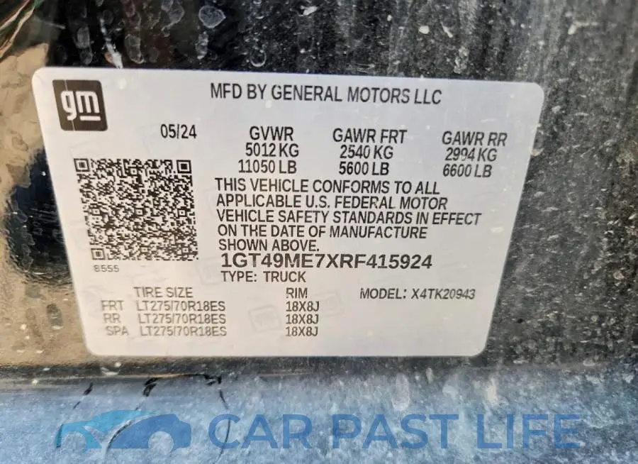 1GT49ME7XRF415924# 12