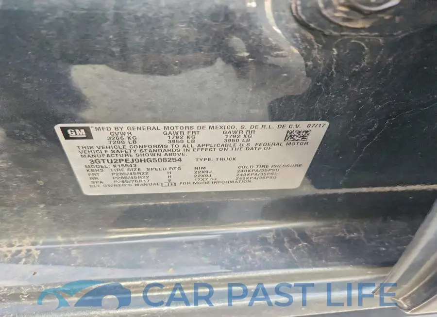 3GTU2PEJ9HG508254# 12