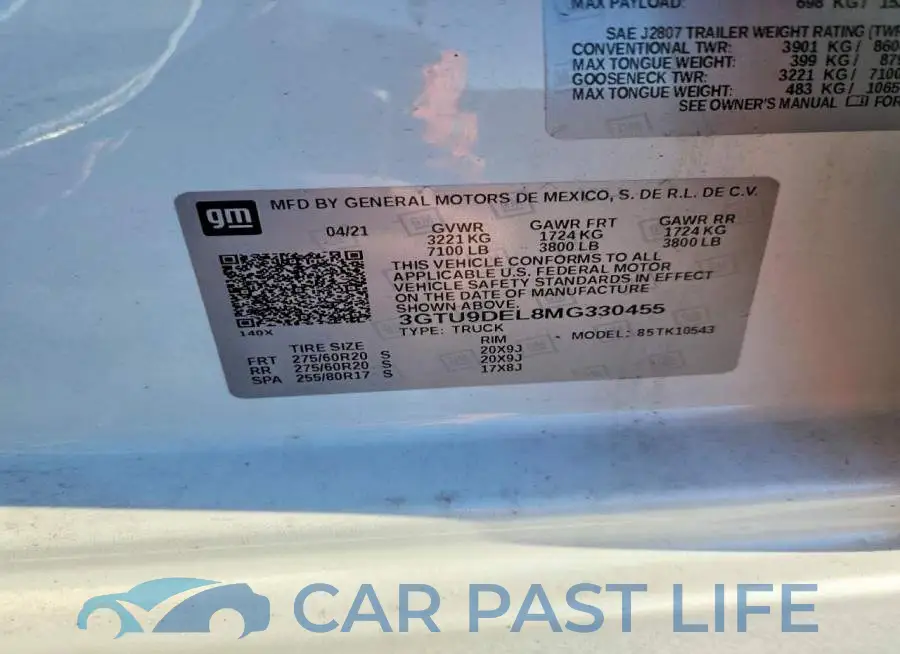 3GTU9DEL8MG330455# 12
