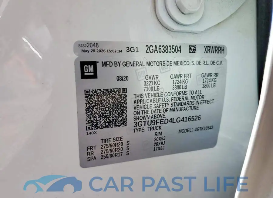 3GTU9FED4LG416526# 12
