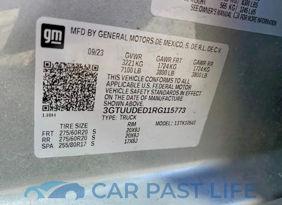 3GTUUDED1RG115773# 12