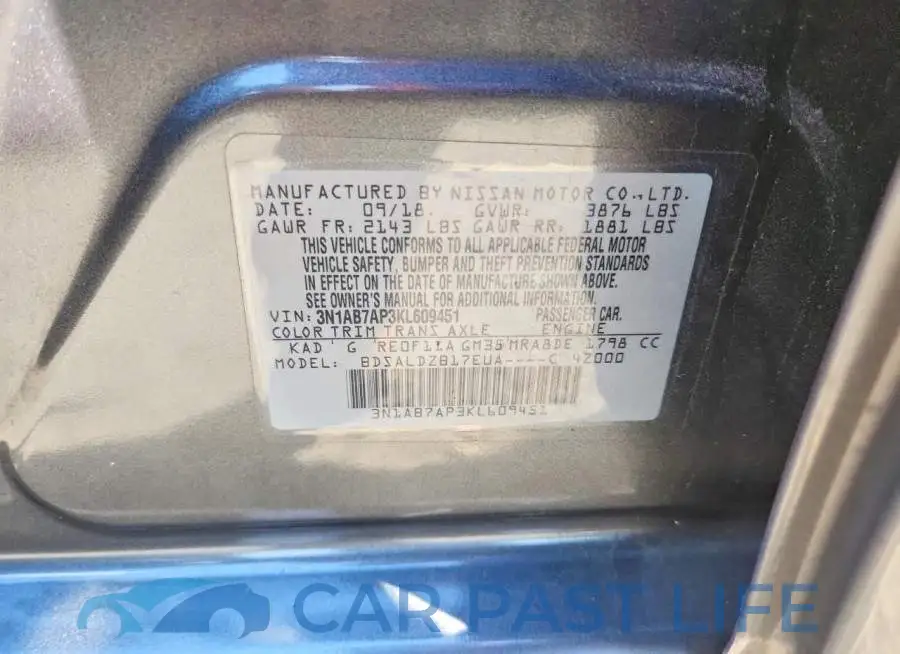 3N1AB7AP3KL609451# 12