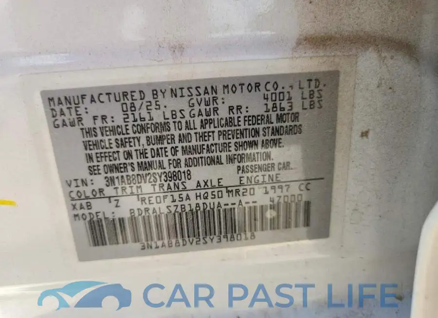 3N1AB8DV2SY398018# 12