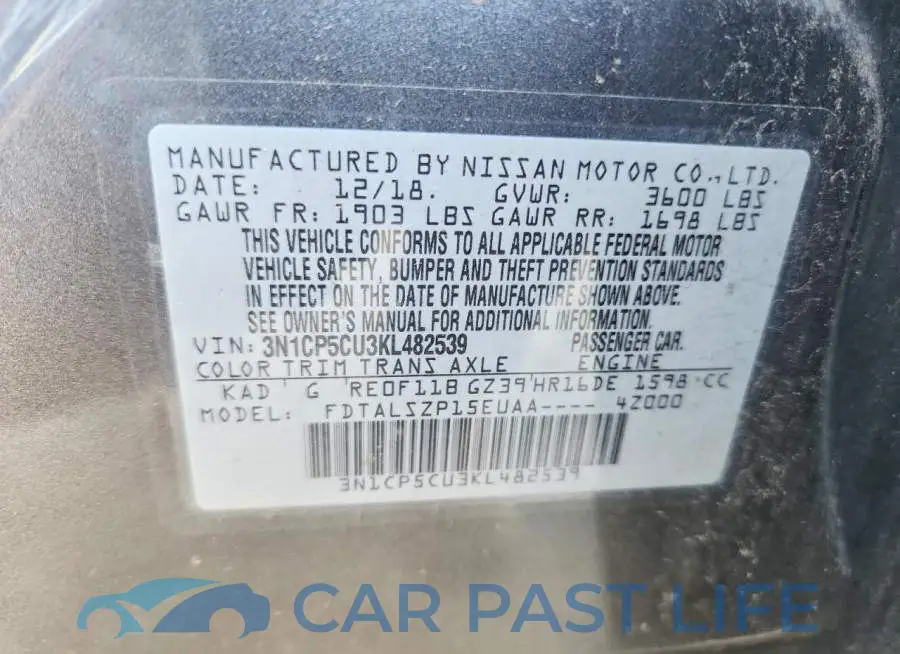 3N1CP5CU3KL482539# 13