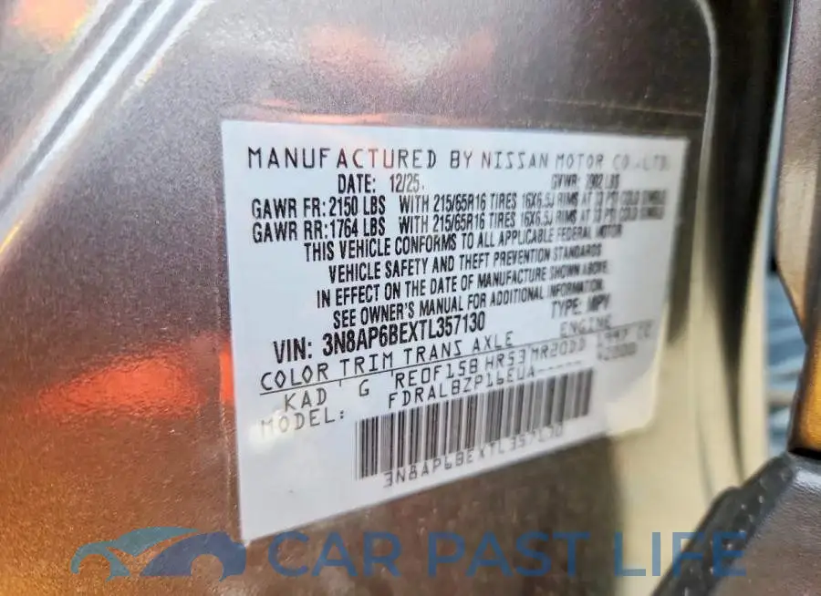 3N8AP6BEXTL357130# 12