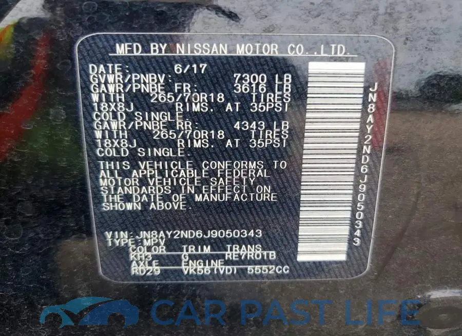 JN8AY2ND6J9050343# 13