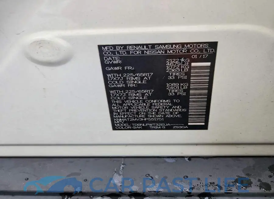 KNMAT2MV3HP551751# 12