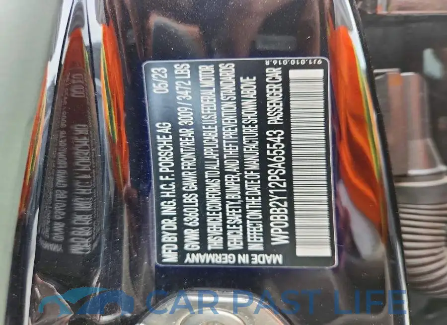 WP0BB2Y12PSA65543# 12