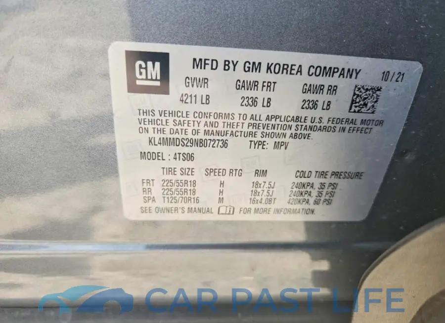KL4MMDS29NB072736# 12