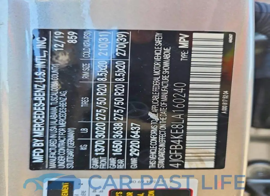 4JGFB4KE8LA160240# 13