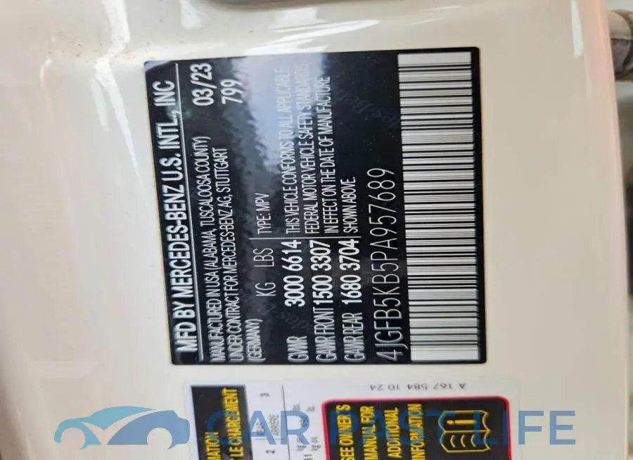 4JGFB5KB5PA957689# 12