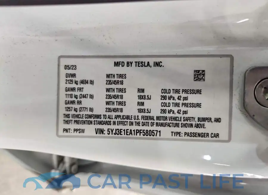 5YJ3E1EA1PF580571# 12