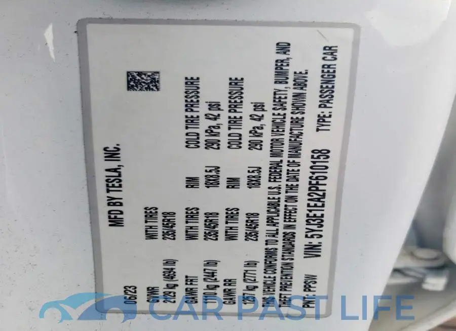 5YJ3E1EA2PF610158# 12