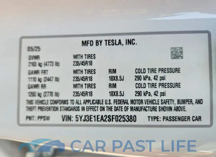 5YJ3E1EA2SF025380# 12