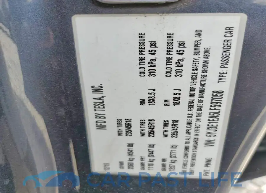 5YJ3E1EA5LF597058# 12