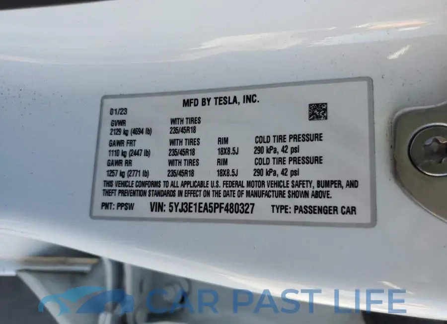 5YJ3E1EA5PF480327# 12