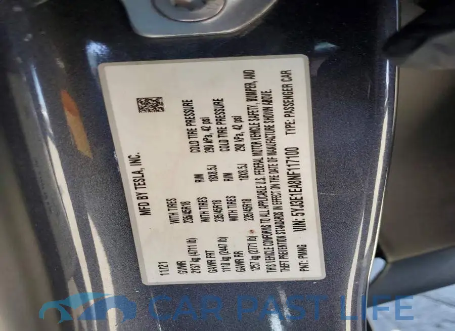 5YJ3E1EA8NF117100# 13