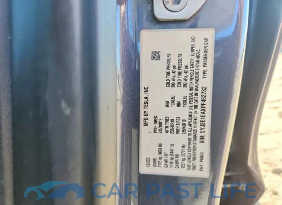 5YJ3E1EAXPF452782# 12