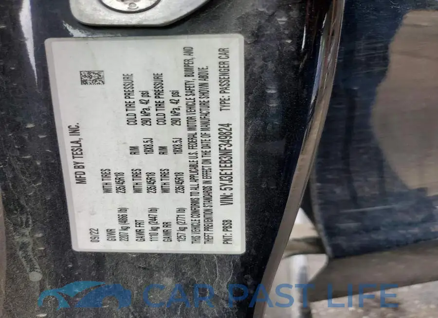 5YJ3E1EB3NF349824# 12