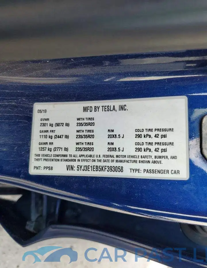 5YJ3E1EB5KF393058# 12