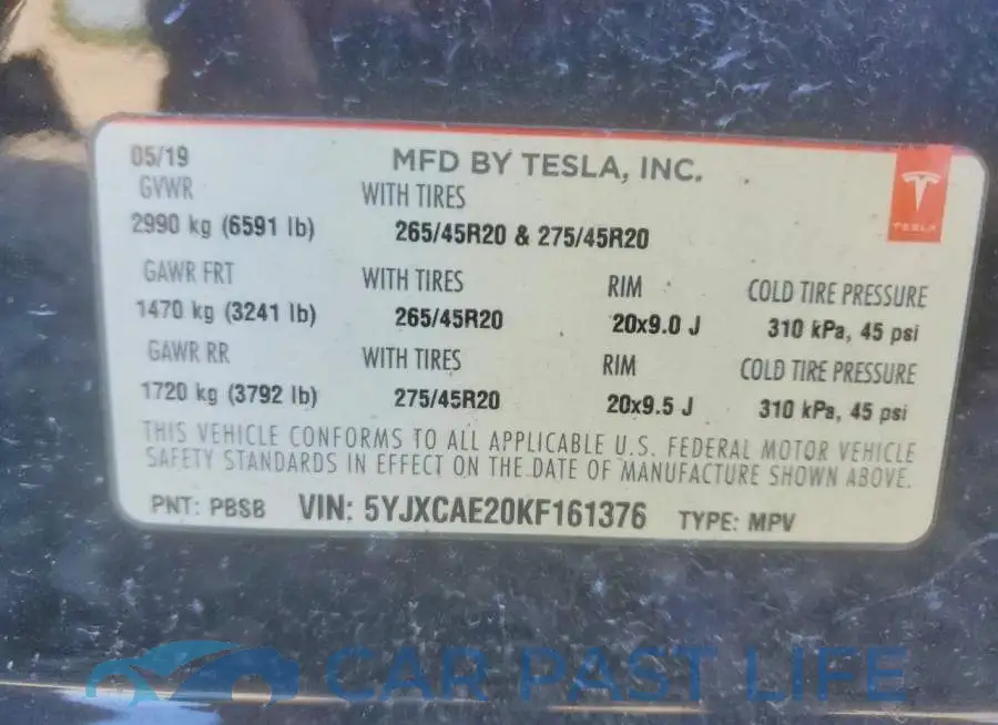 5YJXCAE20KF161376# 14