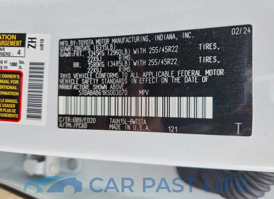 5TDABAB61RS003070# 13