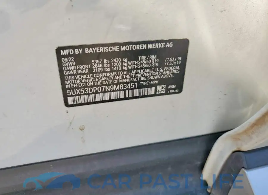 5UX53DP07N9M83451# 12