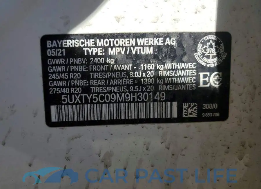 5UXTY5C09M9H30149# 13