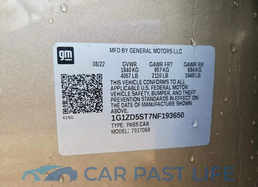 1G1ZD5ST7NF193650# 13